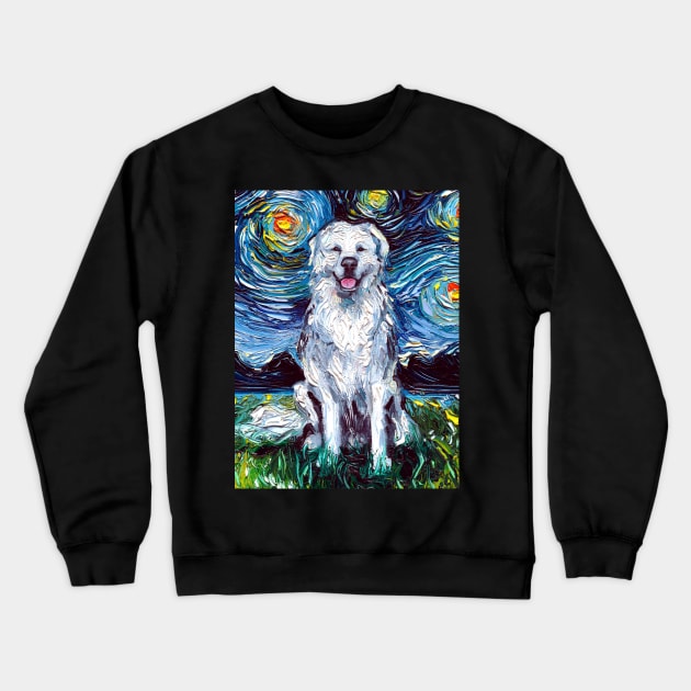 Great Pyrenees Night Crewneck Sweatshirt by sagittariusgallery